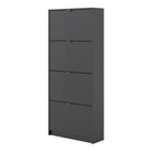 Shoe Cabinet: 4 compartments with 2 layers in Matte Black - Price Crash Furniture