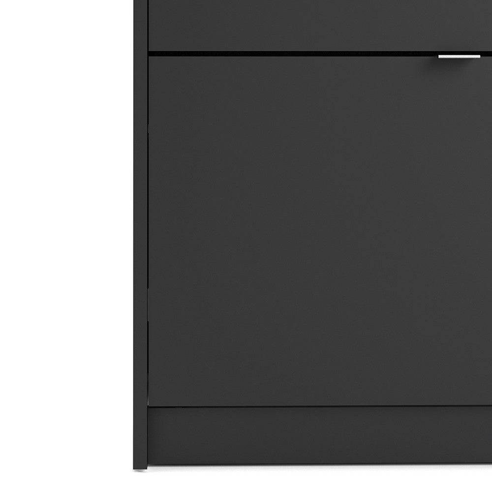 Shoe Cabinet: 4 compartments with 2 layers in Matte Black - Price Crash Furniture