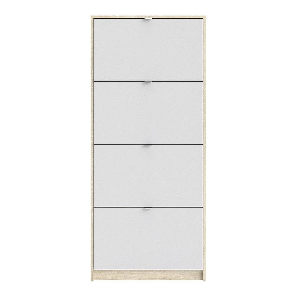 Shoe Cabinet: 4 compartments with 2 layers in White - Price Crash Furniture