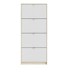 Shoe Cabinet: 4 compartments with 2 layers in White - Price Crash Furniture