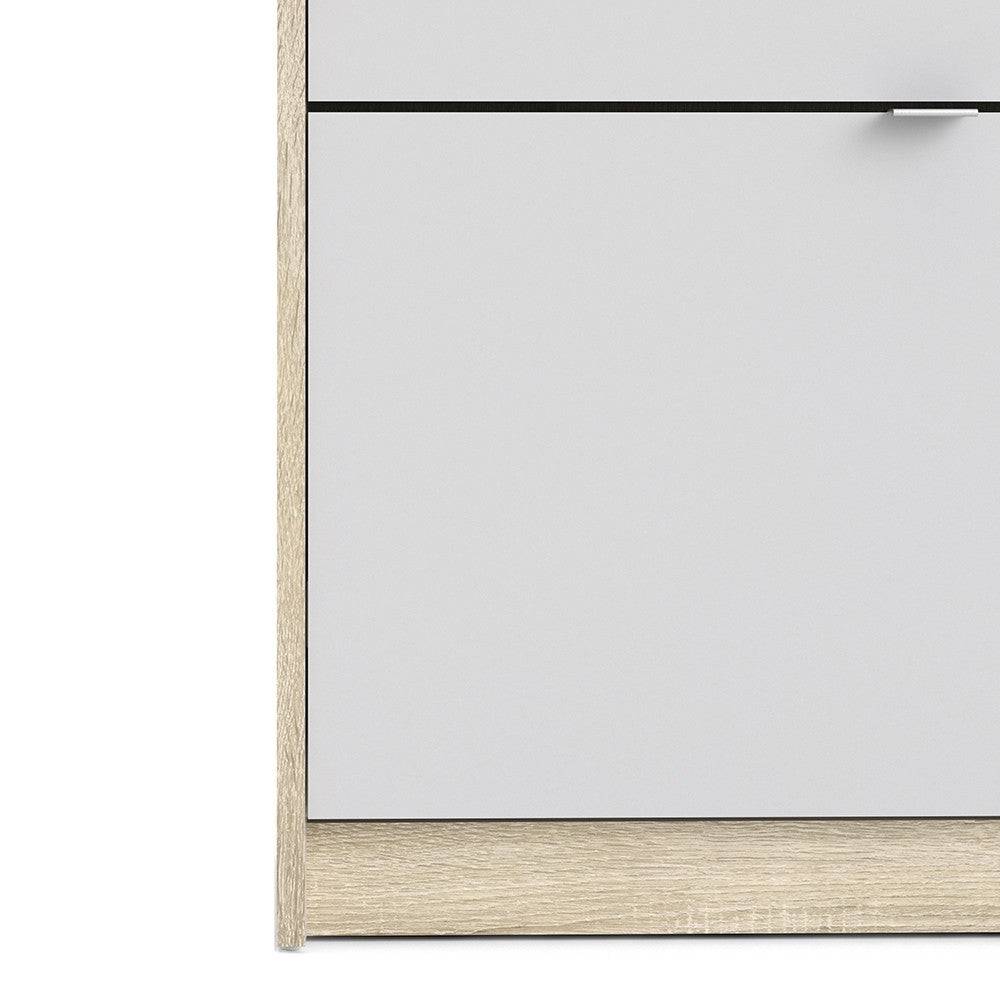 Shoe Cabinet: 4 compartments with 2 layers in White - Price Crash Furniture