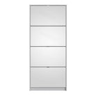 Shoe Cabinet: 4 compartments with 2 layers in White & Mirror - Price Crash Furniture