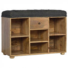 Shoe Storage Bench With Upholstered Black Tweed Seat - Price Crash Furniture