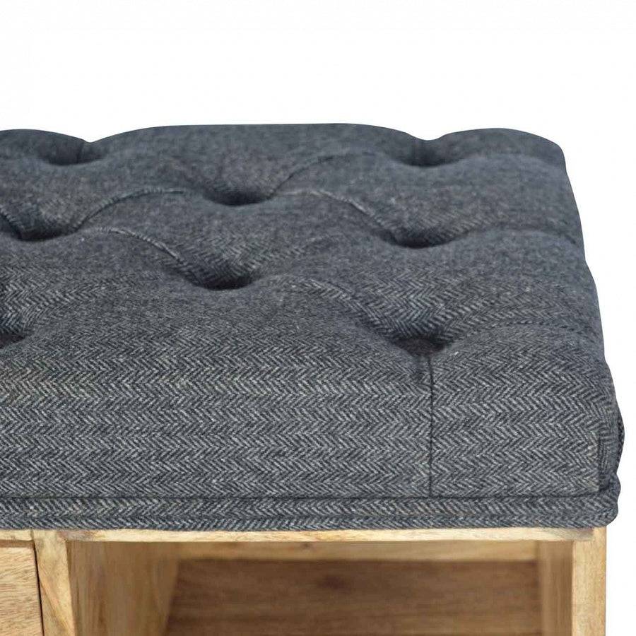 Shoe Storage Bench With Upholstered Black Tweed Seat - Price Crash Furniture