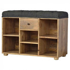 Shoe Storage Bench With Upholstered Black Tweed Seat - Price Crash Furniture