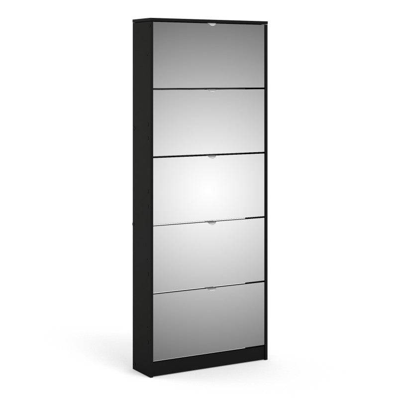 Shoes Shoe cabinet 5 Mirror tilting Doors in Black - Price Crash Furniture