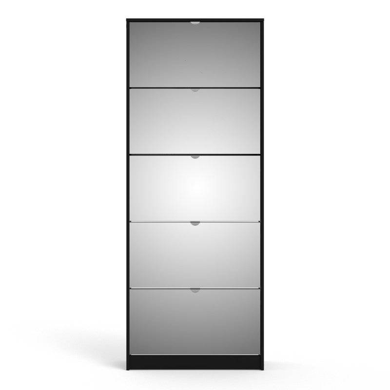 Shoes Shoe cabinet 5 Mirror tilting Doors in Black - Price Crash Furniture