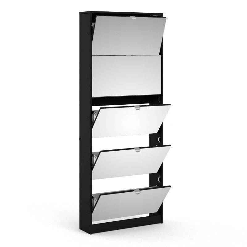 Shoes Shoe cabinet 5 Mirror tilting Doors in Black - Price Crash Furniture
