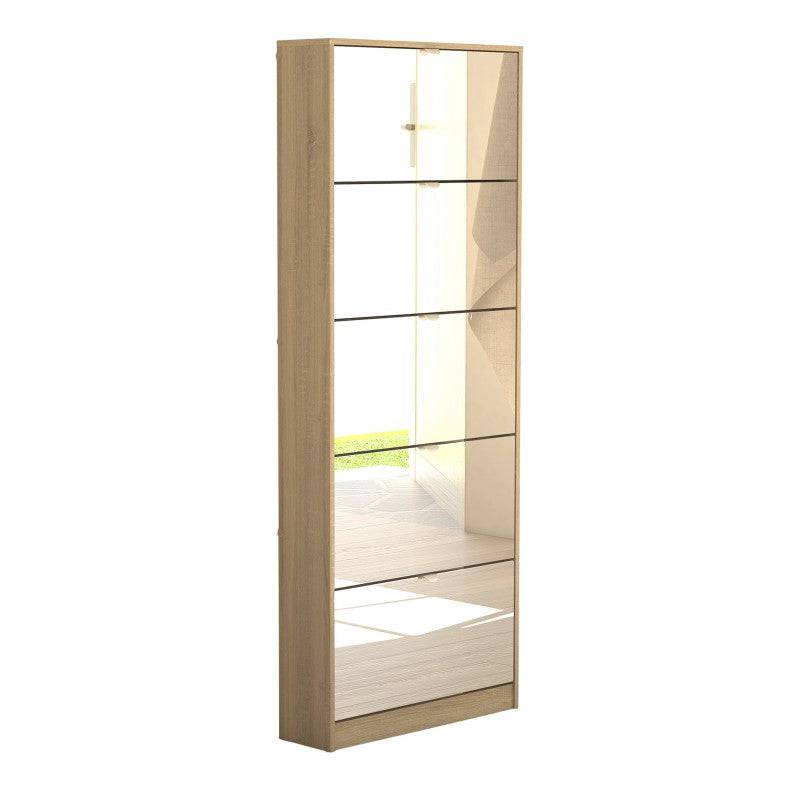 Shoes Shoe cabinet 5 Mirror tilting Doors in Oak - Price Crash Furniture