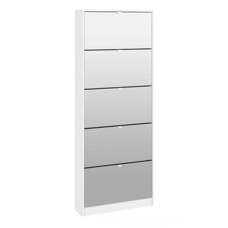 Shoes Shoe cabinet 5 Mirror tilting Doors in White - Price Crash Furniture