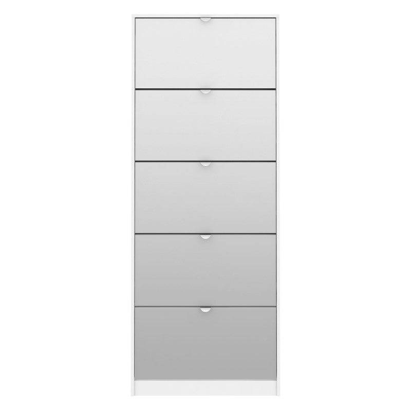 Shoes Shoe cabinet 5 Mirror tilting Doors in White - Price Crash Furniture