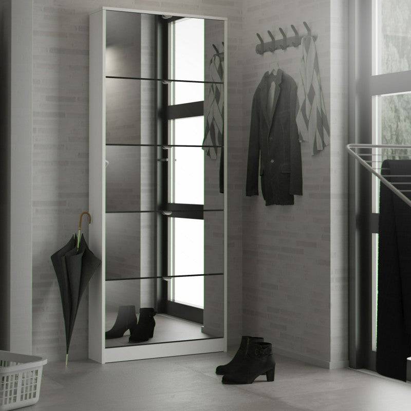 Shoes Shoe cabinet 5 Mirror tilting Doors in White - Price Crash Furniture