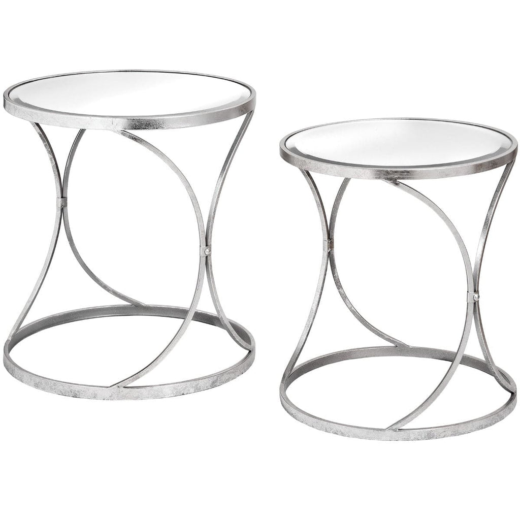 Silver Curved Design Set Of 2 Side Tables - Price Crash Furniture