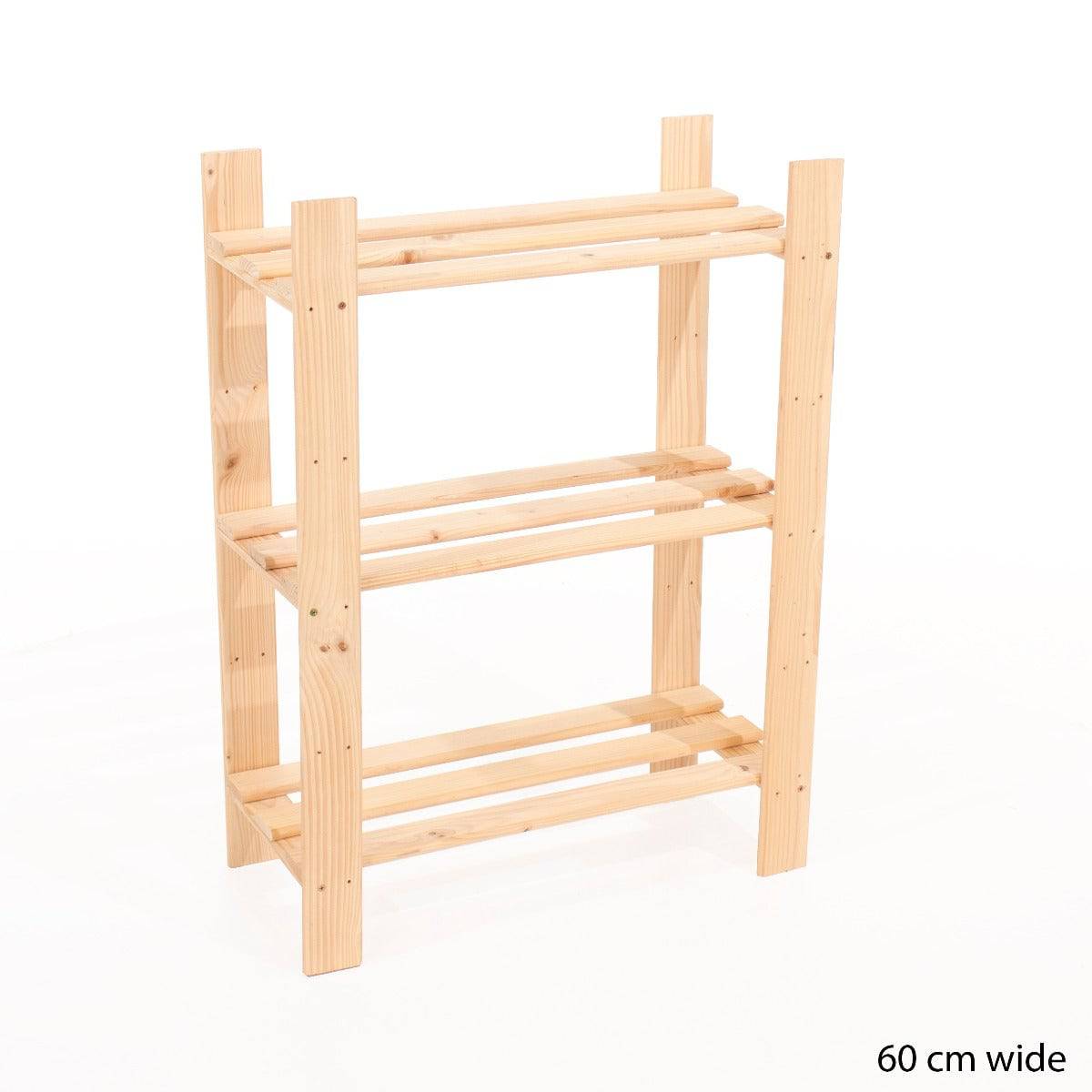 Simple and Natural Wood 60x80cm 3-Tier Shelf Unit by Core - Price Crash Furniture