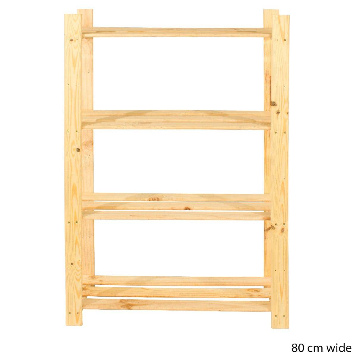 Simple and Natural Wood 80x120cm 4-Tier Shelf Unit by Core - Price Crash Furniture