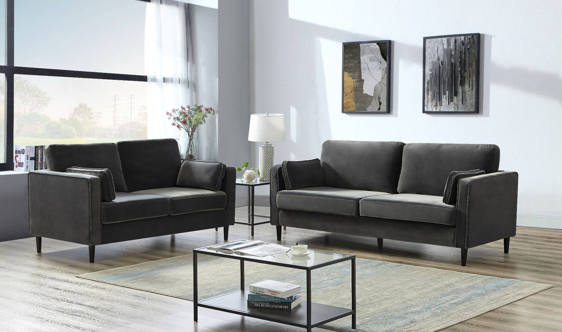 Snowdonia 2 Cushion Back Sofa in Slate Grey by TAD
