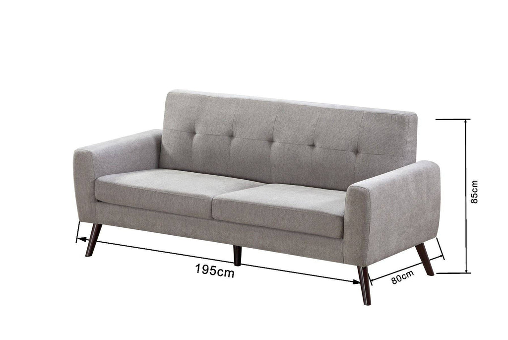 Snowdonia 3 Seater Button Back Sofa in Grey by TAD - Price Crash Furniture
