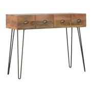 Solid Wood 4 Drawers Console Table With Iron Base - Price Crash Furniture