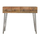 Solid Wood 4 Drawers Console Table With Iron Base - Price Crash Furniture