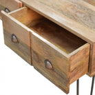 Solid Wood 4 Drawers Console Table With Iron Base - Price Crash Furniture