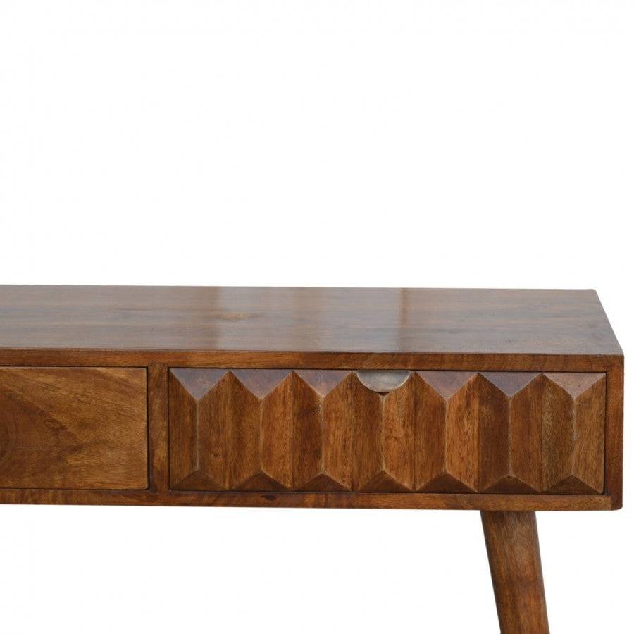 Solid Wood Console Table With Carved Drawer Front - Price Crash Furniture