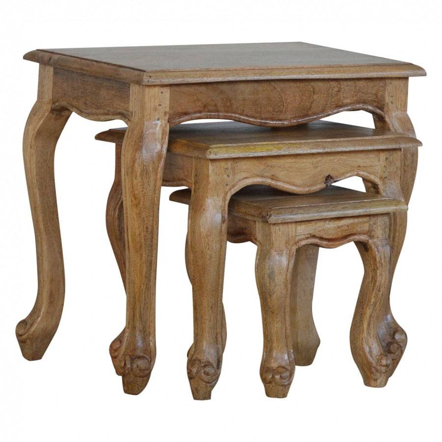 Solid Wood Stool Set Of 3 Tables - Price Crash Furniture