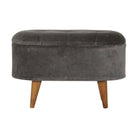 Square Grey Velvet Storage Footstool - Price Crash Furniture