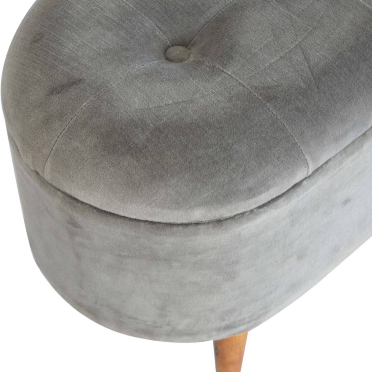 Square Grey Velvet Storage Footstool - Price Crash Furniture