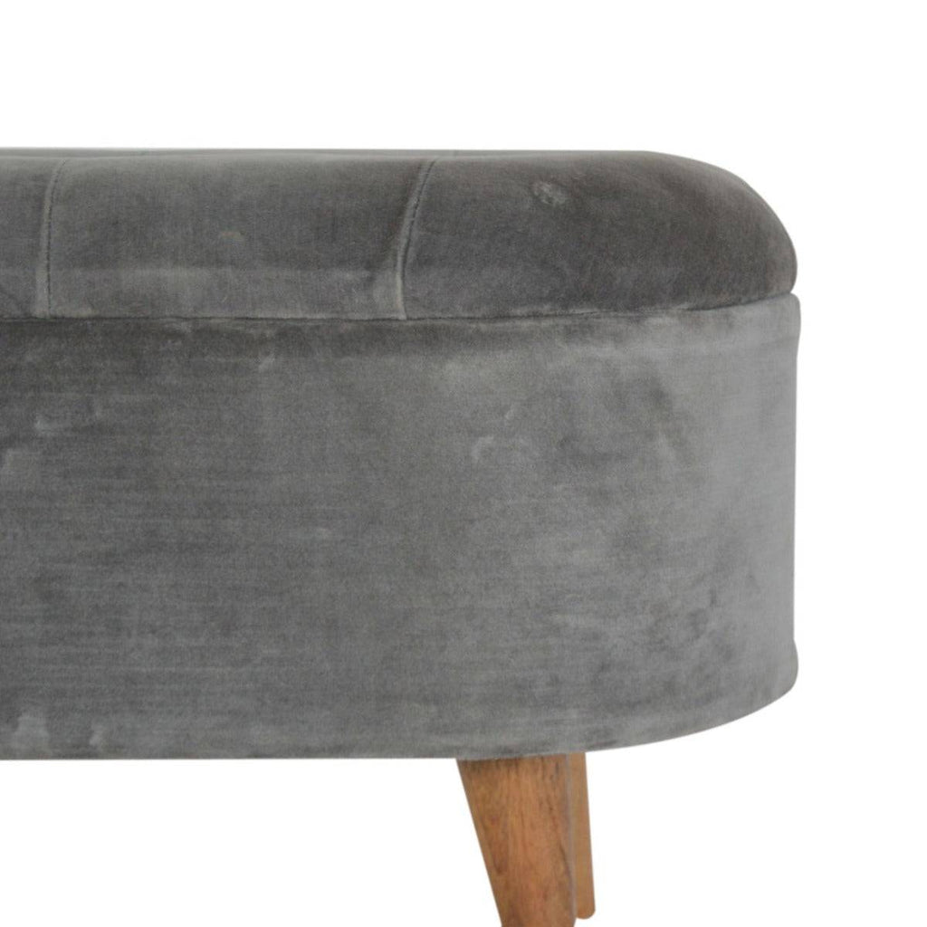 Square Grey Velvet Storage Footstool - Price Crash Furniture