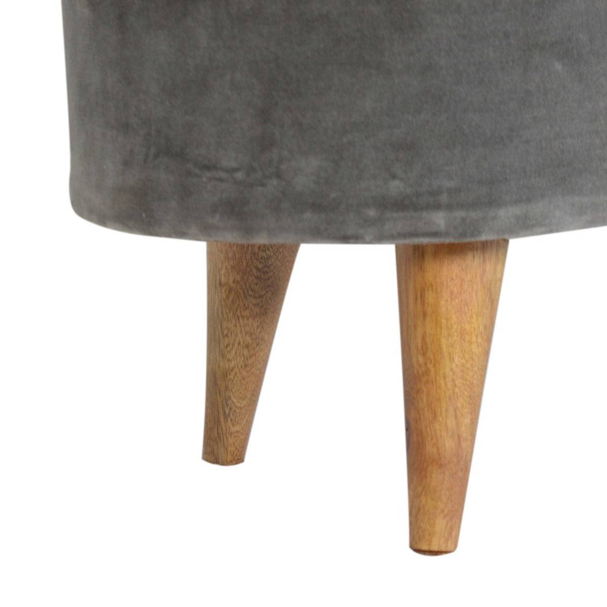 Square Grey Velvet Storage Footstool - Price Crash Furniture