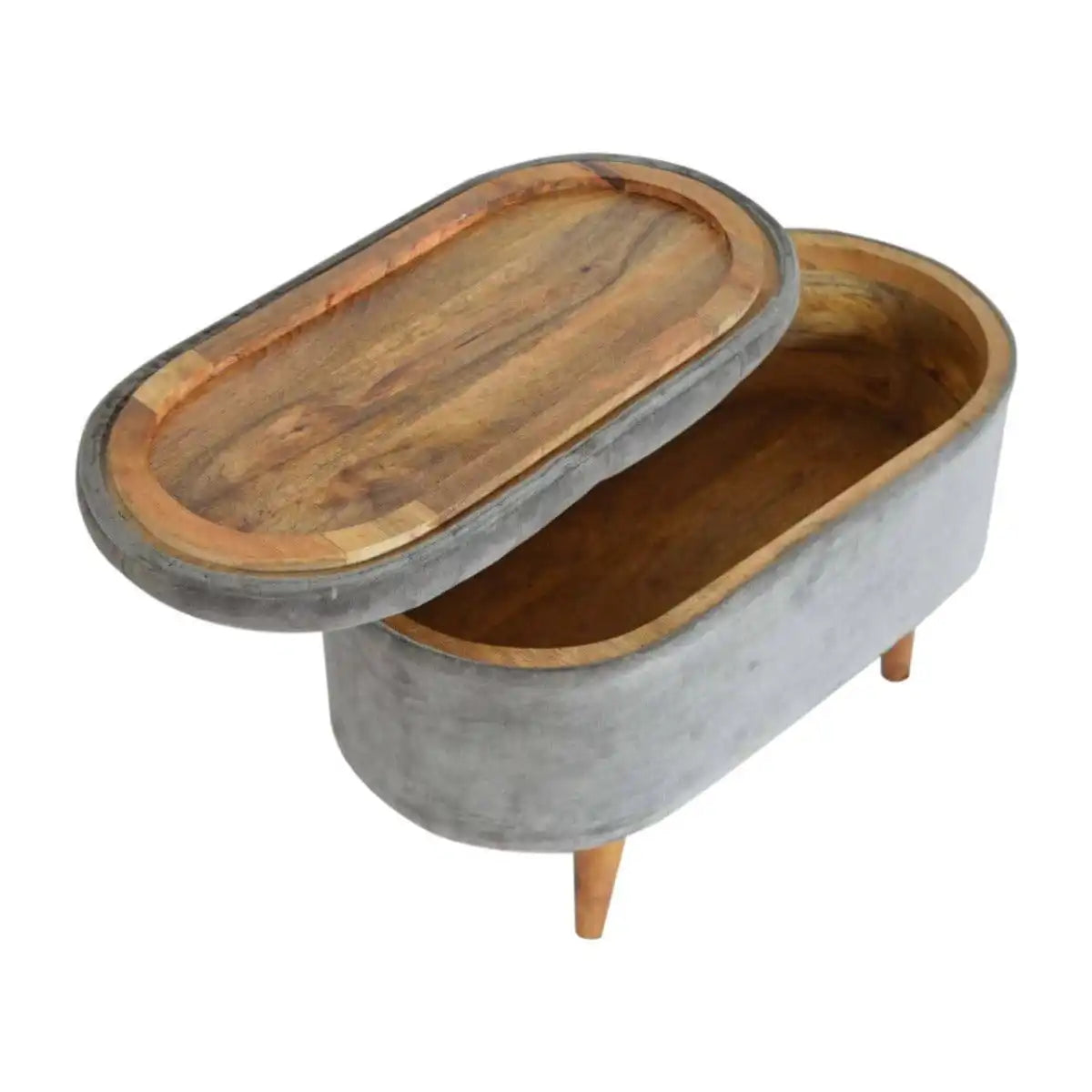 Square Grey Velvet Storage Footstool - Price Crash Furniture