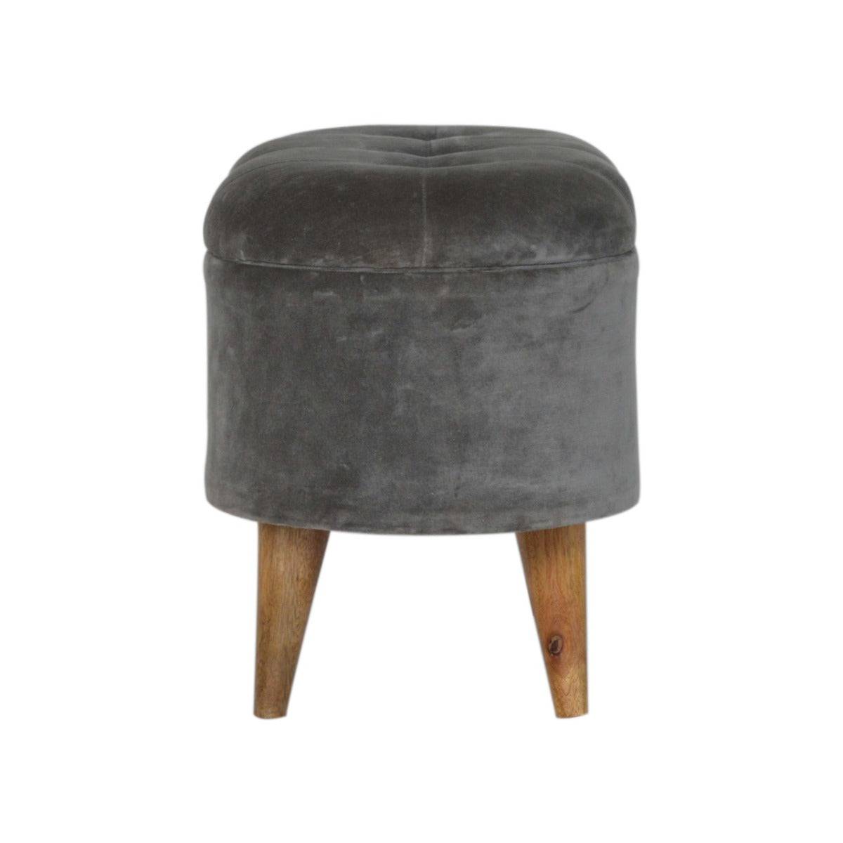 Square Grey Velvet Storage Footstool - Price Crash Furniture