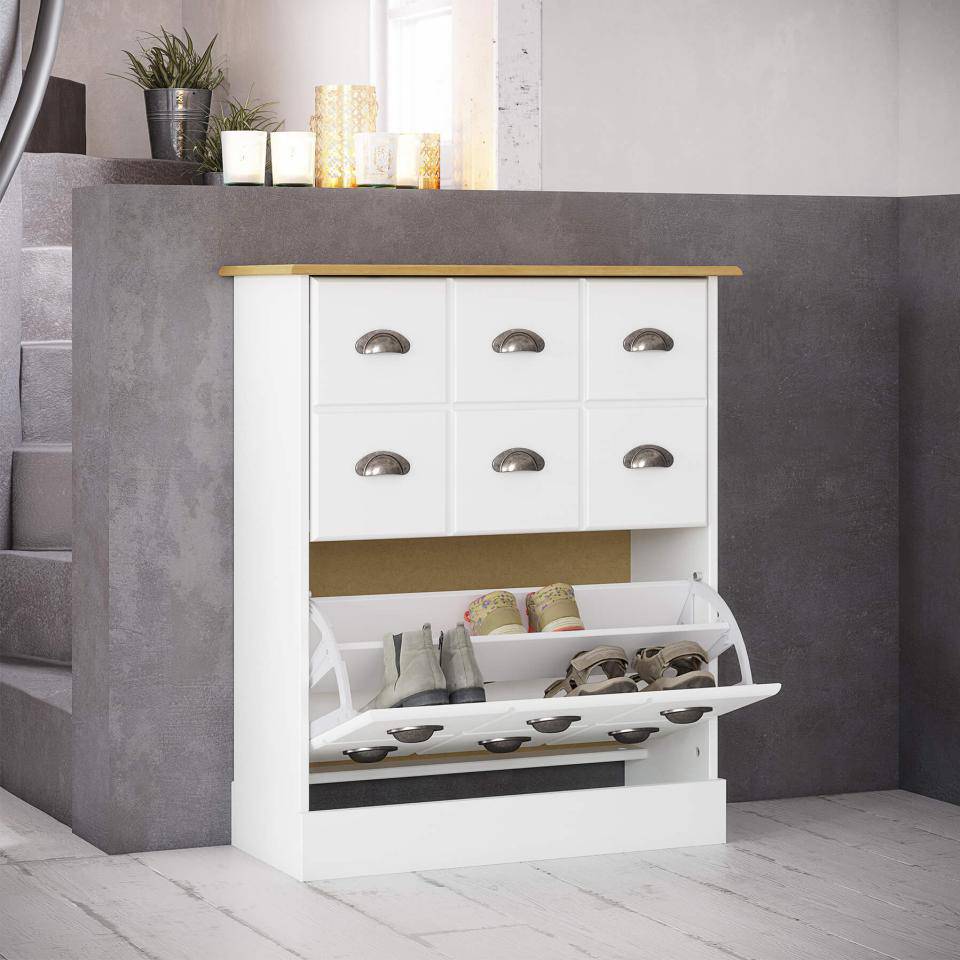 Steens Nola 2 Door Shoe Cabinet in White - Price Crash Furniture