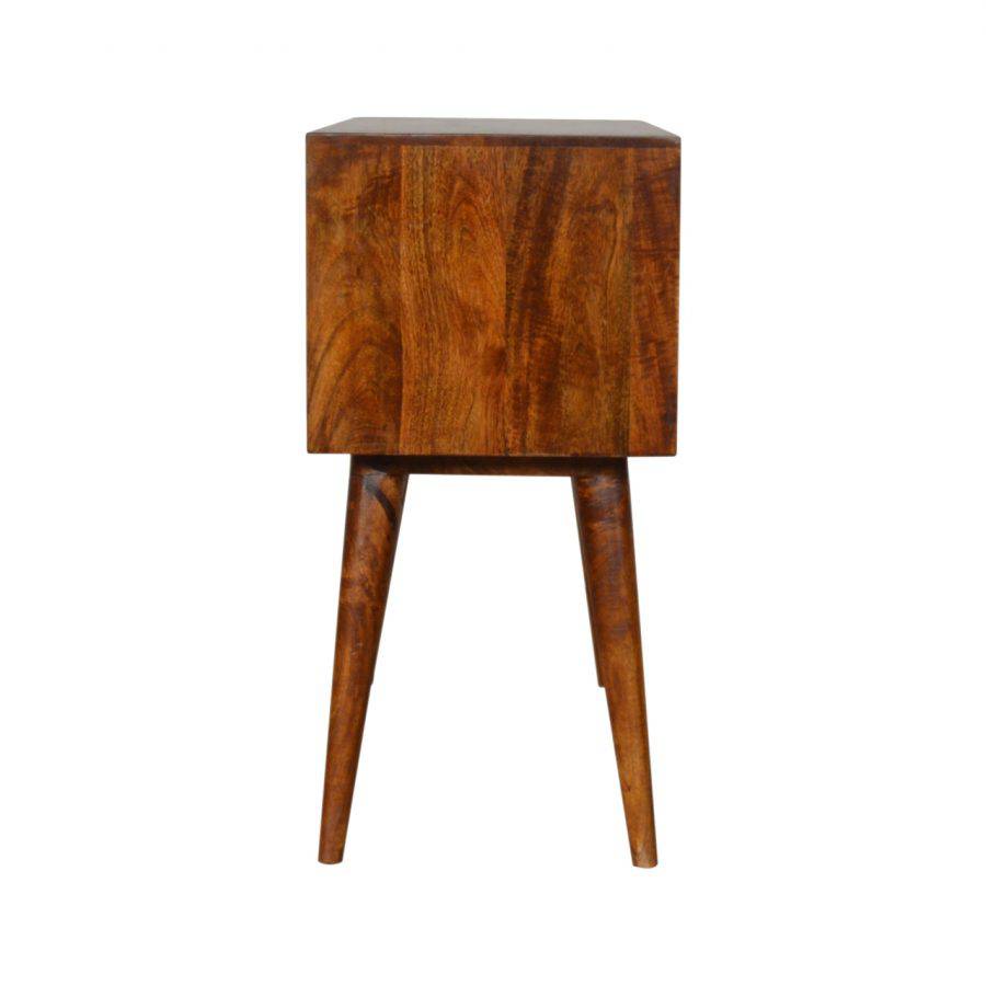 Sunrise Bedside Table in Chestnut-effect Mango Wood - Price Crash Furniture