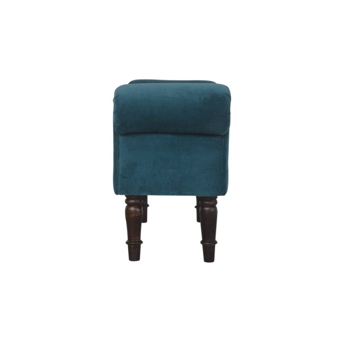 Teal Cotton Velvet Curved Bench - Price Crash Furniture