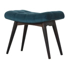 Teal Cotton Velvet Curved Bench - Price Crash Furniture