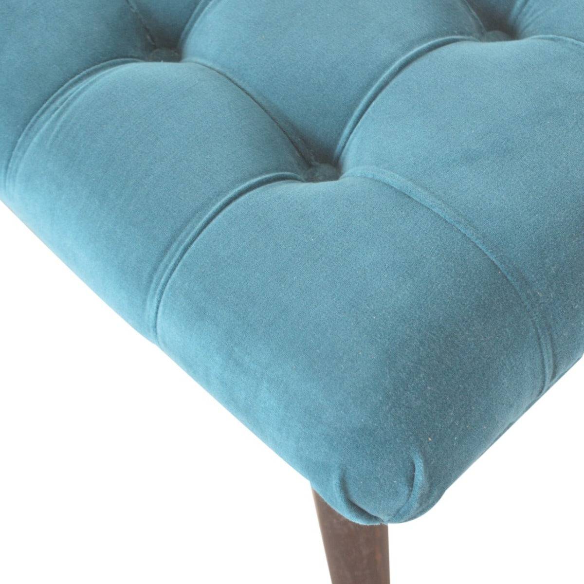 Teal Cotton Velvet Curved Bench - Price Crash Furniture