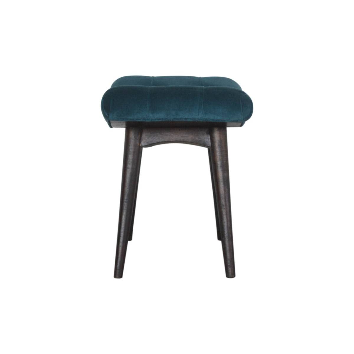 Teal Cotton Velvet Curved Bench - Price Crash Furniture