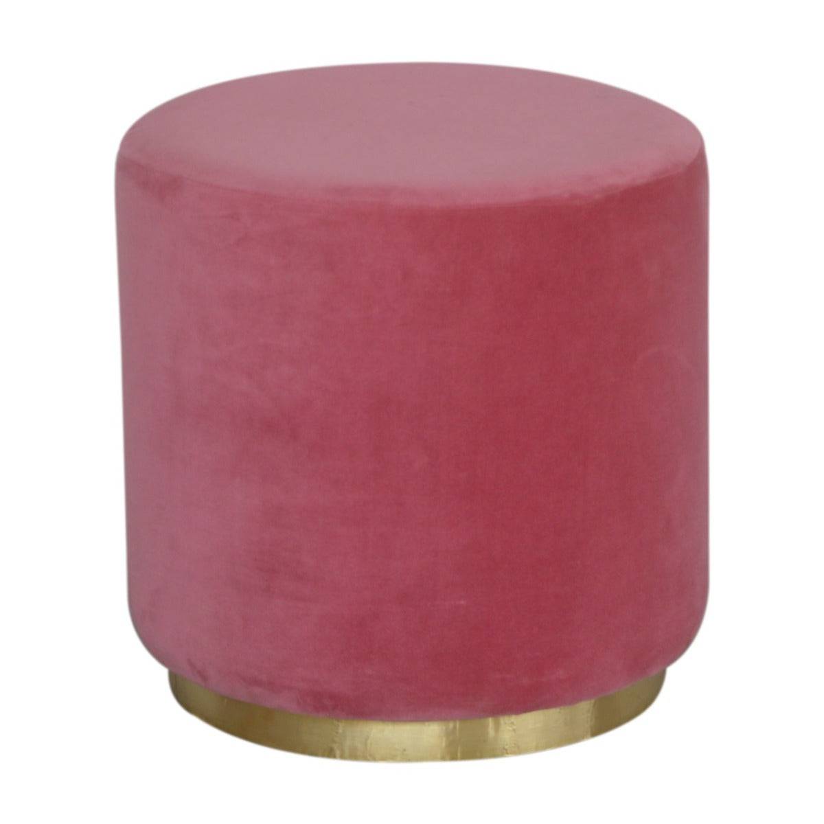 Large Pink Footstool with Gold Base - Price Crash Furniture