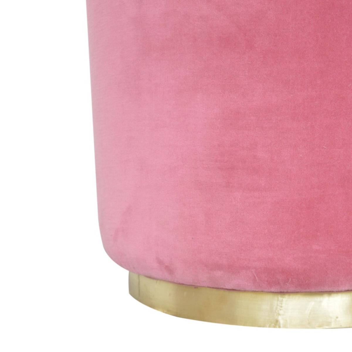 Large Pink Footstool with Gold Base - Price Crash Furniture