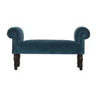 Teal Velvet Bench with Turned Feet - Price Crash Furniture