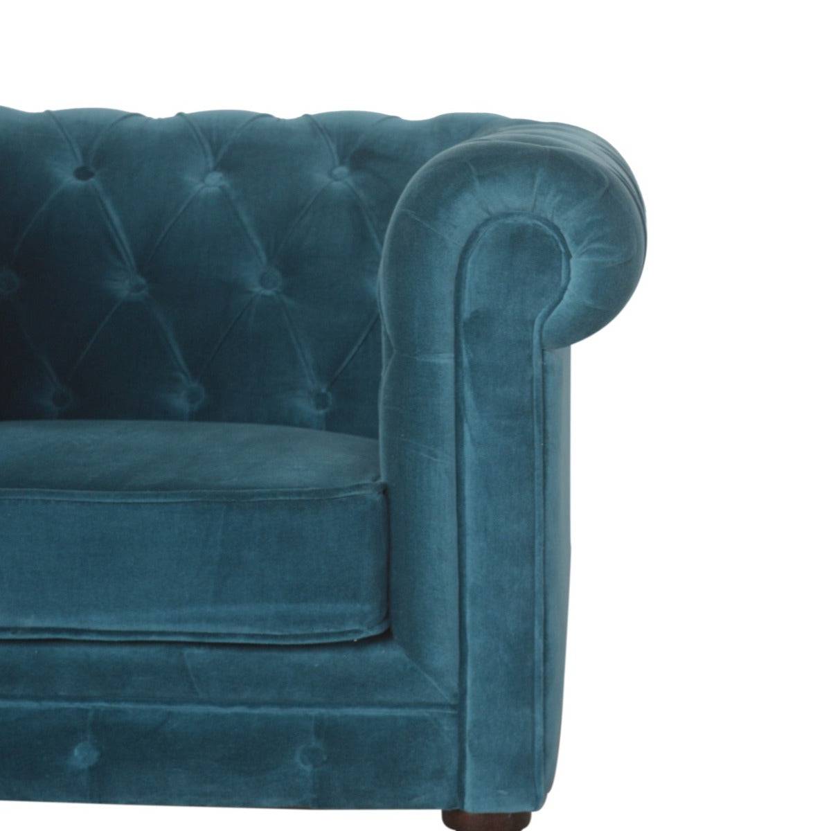 Teal Velvet Chesterfield Armchair - Price Crash Furniture