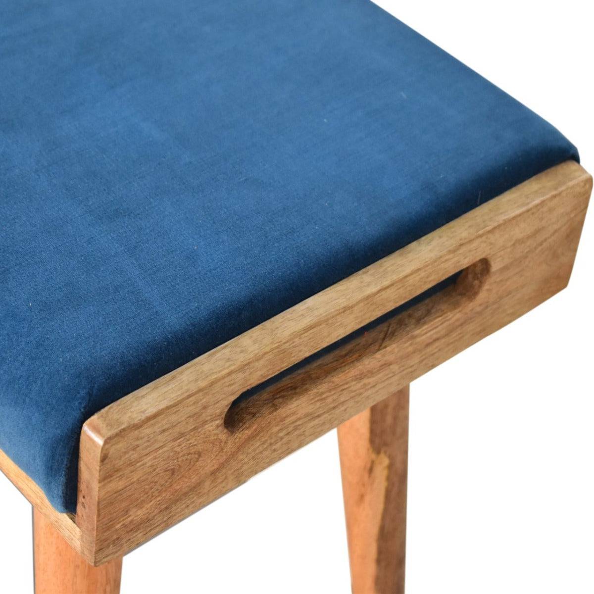 Teal Velvet Tray Style Footstool - Price Crash Furniture