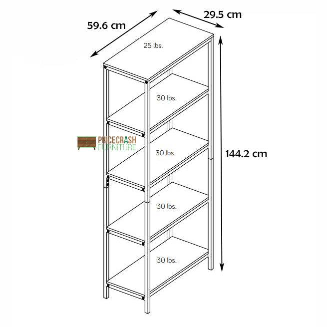 Teknik Industrial Style 4 Shelf Bookcase in Smoked Oak - Price Crash Furniture