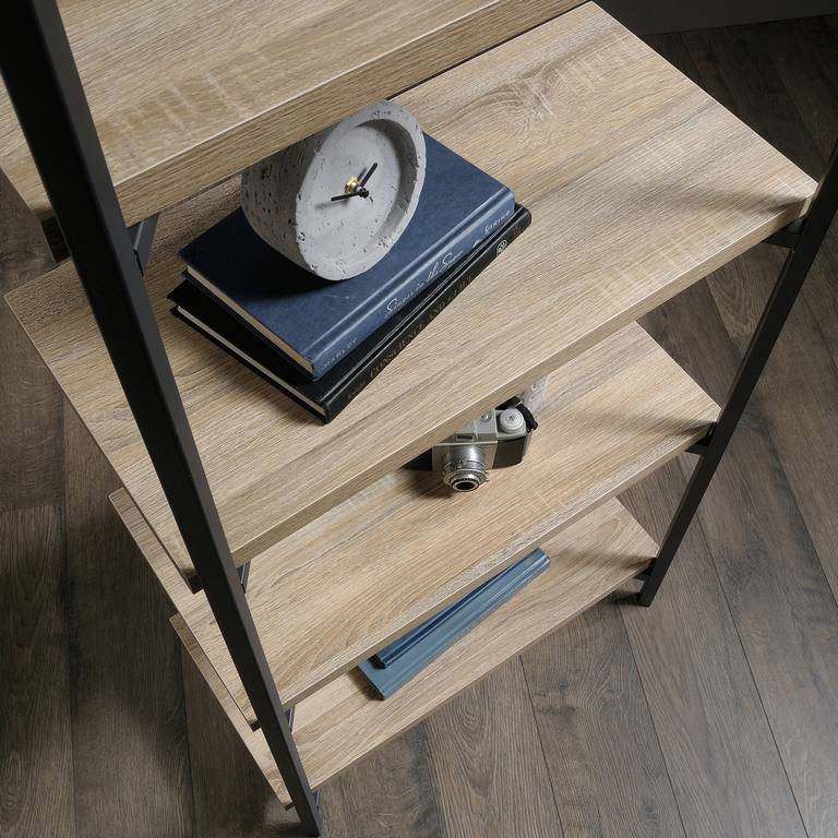 Teknik Industrial Style Bench Desk with Shelf in Charter Oak - Price Crash Furniture