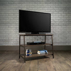 Teknik Industrial Style TV Stand / Trestle Shelf in Smoked Oak - Price Crash Furniture