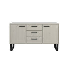 Texas - grey waxed pine industrial style medium sideboard with 2 doors, 3 drawers - Price Crash Furniture