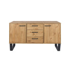 Texas - waxed pine industrial style medium sideboard with 2 doors, 3 drawers - Price Crash Furniture