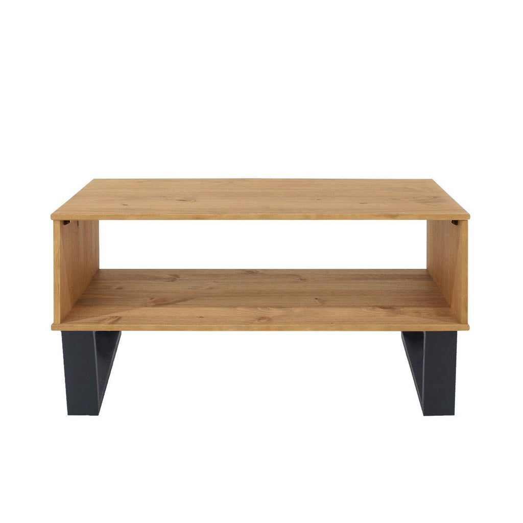 Texas - waxed pine industrial style open coffee table - Price Crash Furniture