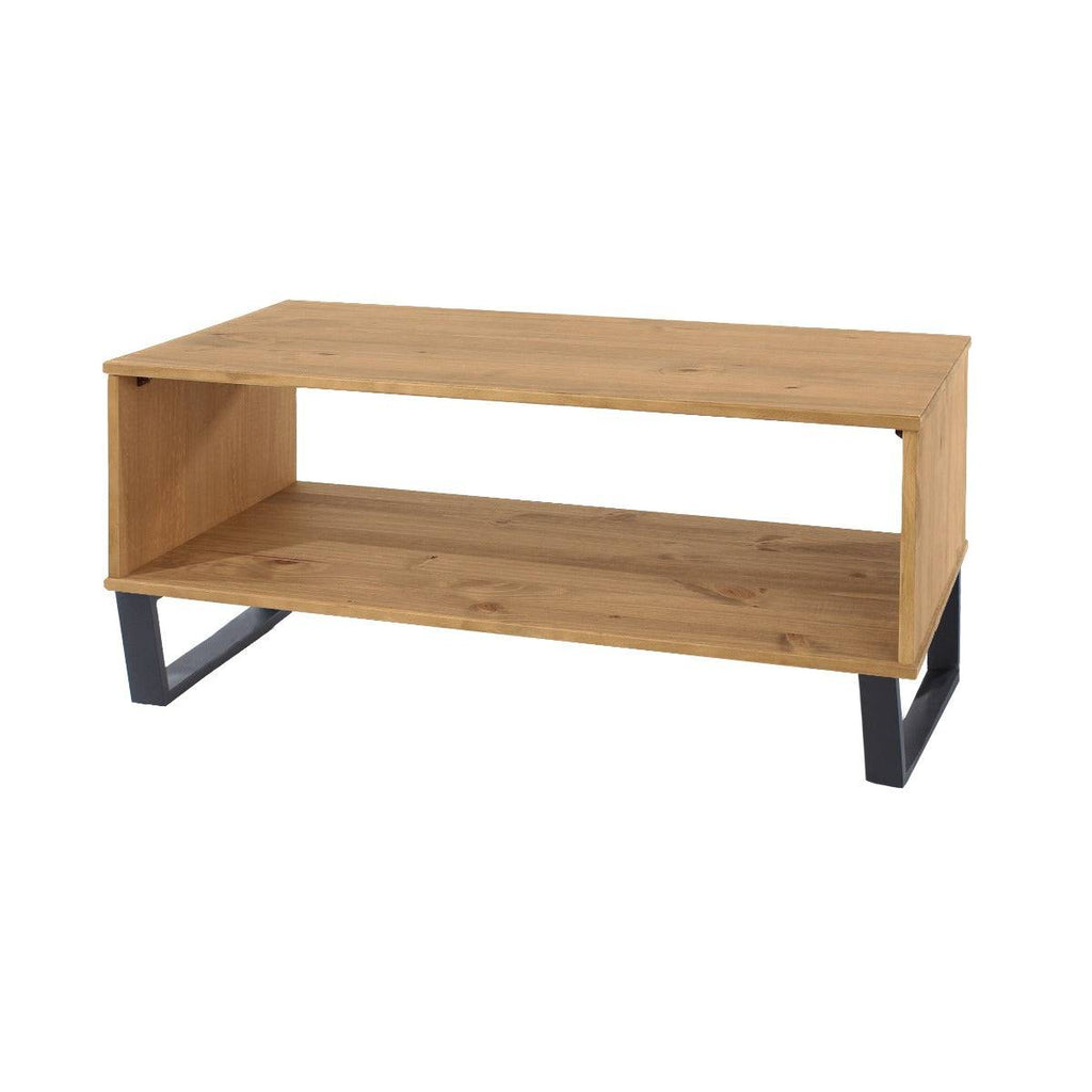 Texas - waxed pine industrial style open coffee table - Price Crash Furniture